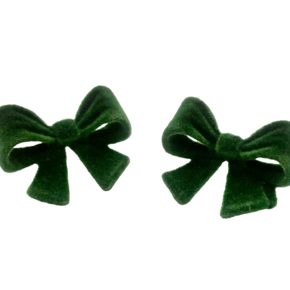 ❤️ FREE Bow Velvet Tie Chic Girly Artsy Glam Trendy Modern Minimalist Earrings - Picture 1 of 6